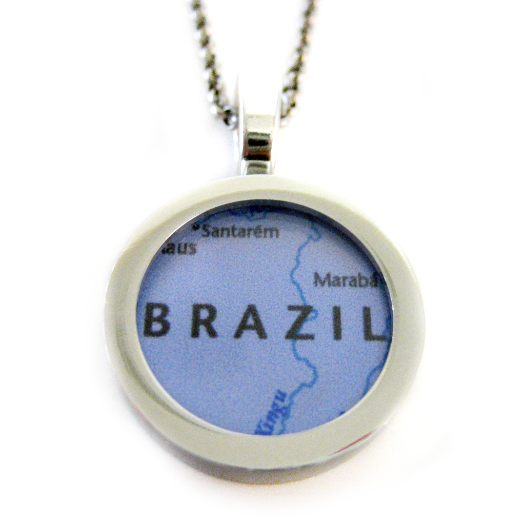 Brazil Map Pendant Unisex Necklace 30$